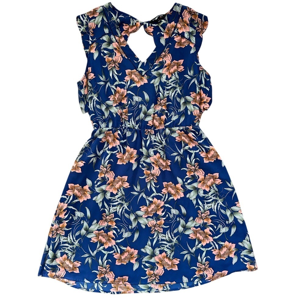 41 Hawthorn Beatriz Blue Floral Scallop Dress Size Large